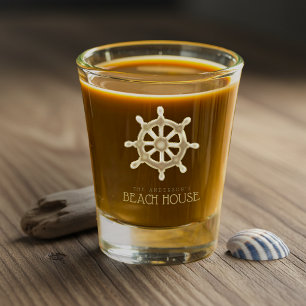 Beach House Boat Helm Gold ID623 Shot Glass