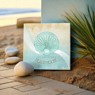 Beach House Clam Shell Aqua Blue ID623 Ceramic Tile