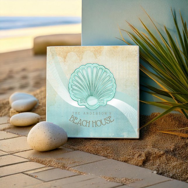 Beach House Clam Shell Aqua Blue ID623 Ceramic Tile (Creator Uploaded)