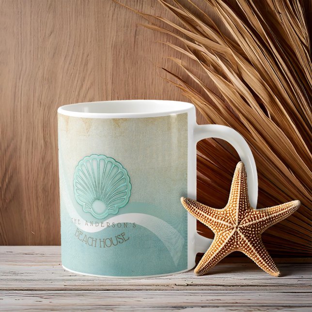 Beach House Clam Shell Aqua Blue ID623 Coffee Mug (Creator Uploaded)