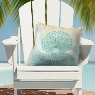 Beach House Clam Shell Aqua Blue ID623 Cushion