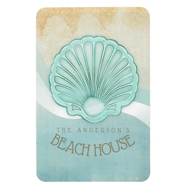 Beach House Clam Shell Aqua Blue ID623 Magnet (Vertical)
