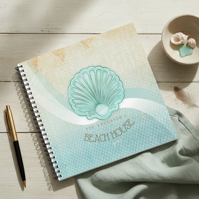 Beach House Clam Shell Aqua Blue ID623 Notebook (Creator Uploaded)