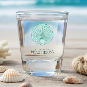 Beach House Clam Shell Aqua Blue ID623 Shot Glass