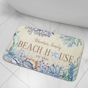 Beach House Coastal Coral Reef Family  Bath Mat