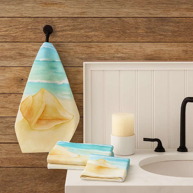 Beach House  Conch Shell  Bath Towel Set (Beach vibes...conch shell watercolor towel set )