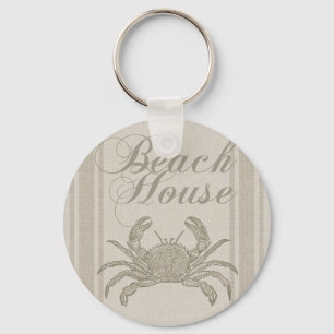 Beach House Crab Sandy Coastal Decor Key Ring