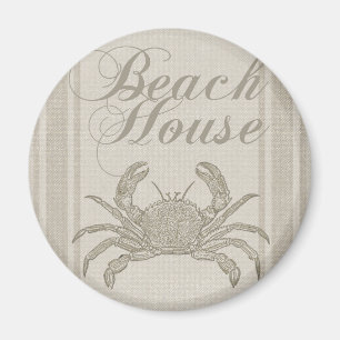 Beach House Crab Seashore Coastal Vintage Magnet