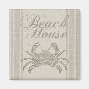 Beach House Crab Seashore Coastal Vintage Magnet