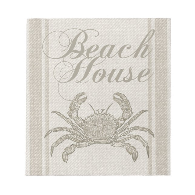 Beach House Crab Seashore Coastal Vintage Notepad (Front)