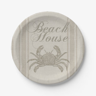 Beach House Crab Seashore Paper Plate