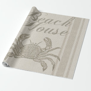 Beach House Crab Seashore Wrapping Paper