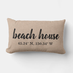 Beach House Custom Coordinates Lumbar Pillow