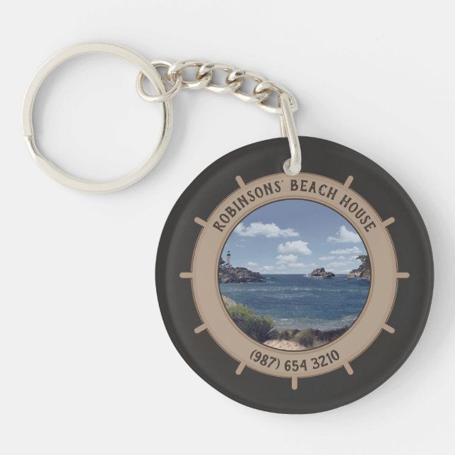 Beach House (customisable)  Key Ring (Front)