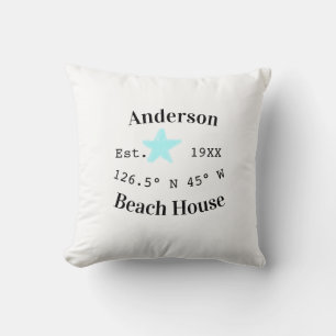 Beach house Date year custom coordinates add est. Cushion