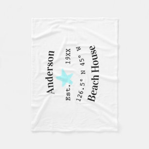 Beach house Date year custom coordinates add est. Fleece Blanket