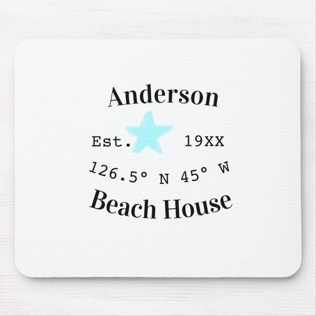 Beach house Date year custom coordinates add est. Mouse Pad (Front)
