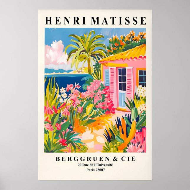 Beach house decor, Mid century modern poster, Pink Poster (Front)