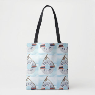 Beach house decor tiled on tote bag