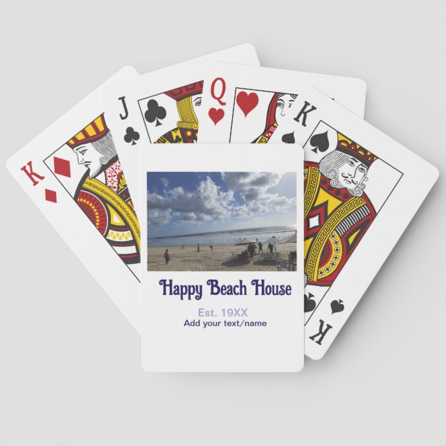 Beach house est. Add year photo latitude longitude Playing Cards (Back)