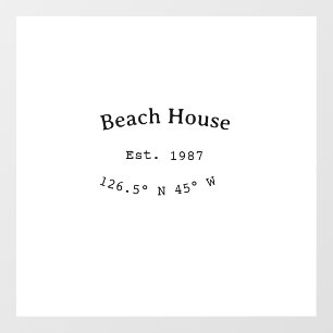 Beach house ets. Date year custom coordinates add