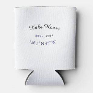 Beach house ets. Date year custom coordinates add Can Cooler