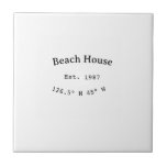 Beach house ets. Date year custom coordinates add Ceramic Tile<br><div class="desc">Design</div>