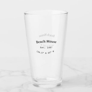 Beach house ets. Date year custom coordinates add Glass