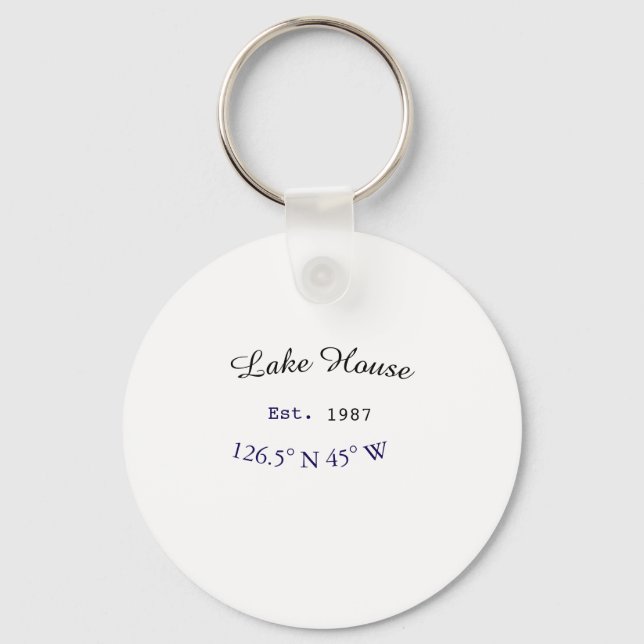 Beach house ets. Date year custom coordinates add Key Ring (Front)
