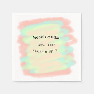 Beach house ets. Date year custom coordinates add Napkin