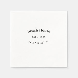 Beach house ets. Date year custom coordinates add Napkin