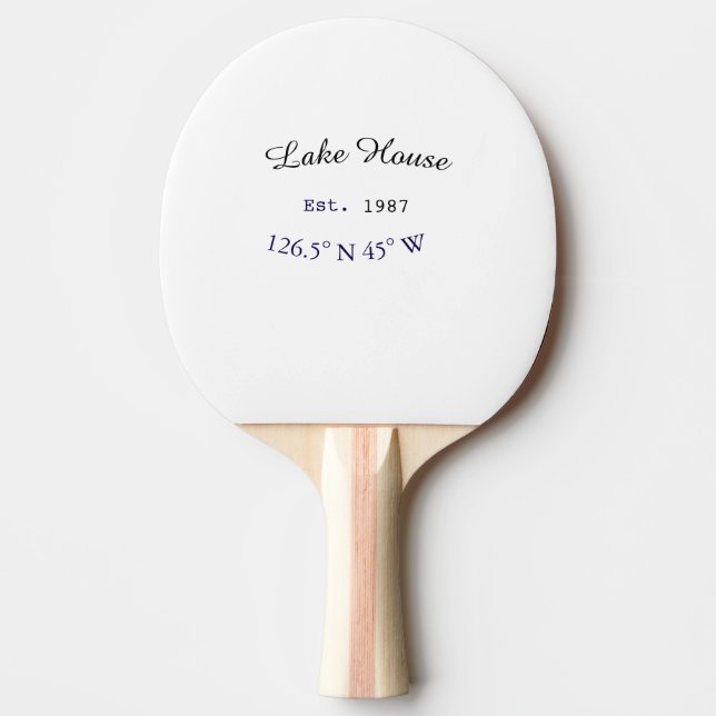 Beach house ets. Date year custom coordinates add Ping Pong Paddle (Front)