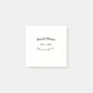 Beach house ets. Date year custom coordinates add Post-it Notes