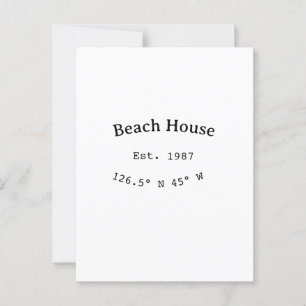 Beach house ets. Date year custom coordinates add Postcard