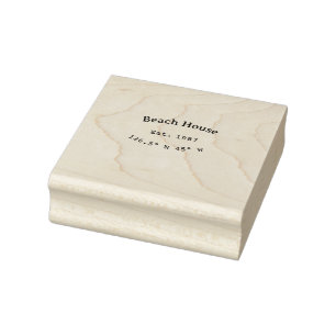 Beach house ets. Date year custom coordinates add Rubber Stamp
