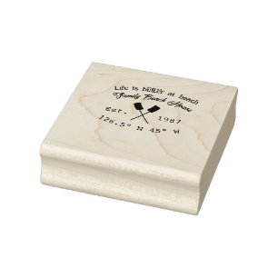 Beach house ets. Date year custom coordinates add Rubber Stamp