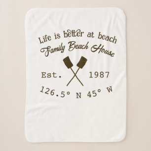 Beach house ets. Date year custom coordinates add Sherpa Blanket