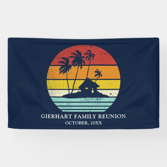 Beach House Family Reunion Nautical Palm Trees Banner (Horizontal)