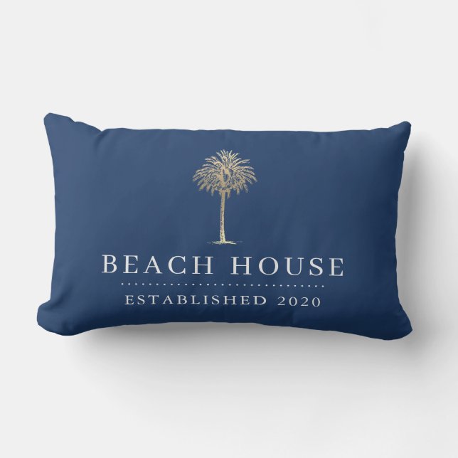 Beach House Gold Palm Tree Lumbar Cushion (Front)