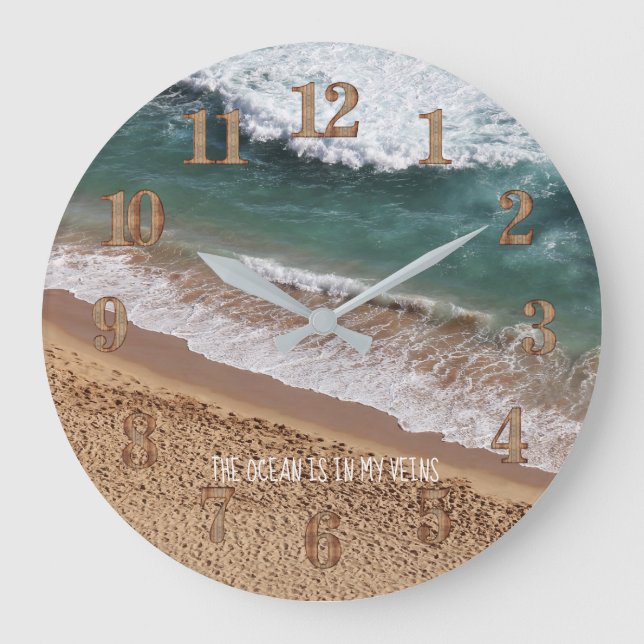 Beach House Interior Ocean Sea Life Quote Custom Large Clock (Front)