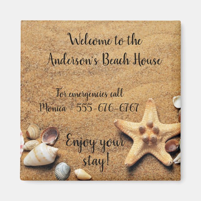 Beach House Magnet Vacation Rental Contact Info (Front)