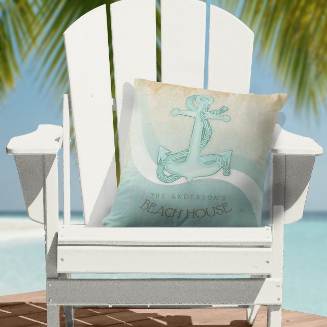 Beach House Nautical Anchor and Rope Aqua ID623 Cushion (Creator Uploaded)