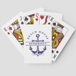 Beach House Nautical Anchor Blue Playing Cards