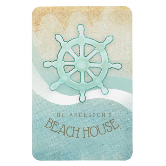 Beach House Nautical Boat Helm Aqua Blue ID623 Magnet (Vertical)