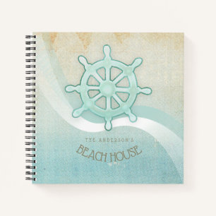 Beach House Nautical Boat Helm Aqua Blue ID623 Notebook