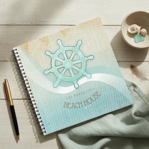 Beach House Nautical Boat Helm Aqua Blue ID623 Notebook