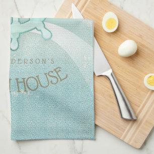 Beach House Nautical Boat Helm Aqua Blue ID623 Tea Towel