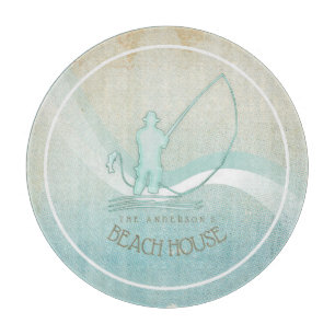 Beach House Nautical Fisherman Aqua Blue ID623 Cutting Board