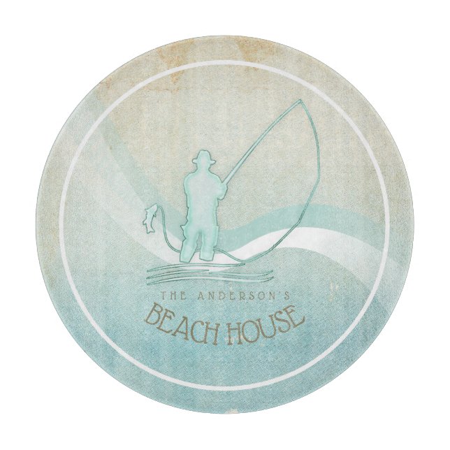 Beach House Nautical Fisherman Aqua Blue ID623 Cutting Board (Front)