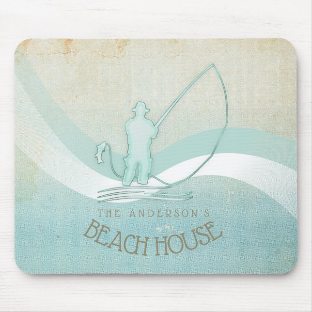Beach House Nautical Fisherman Aqua Blue ID623 Mouse Pad (Front)